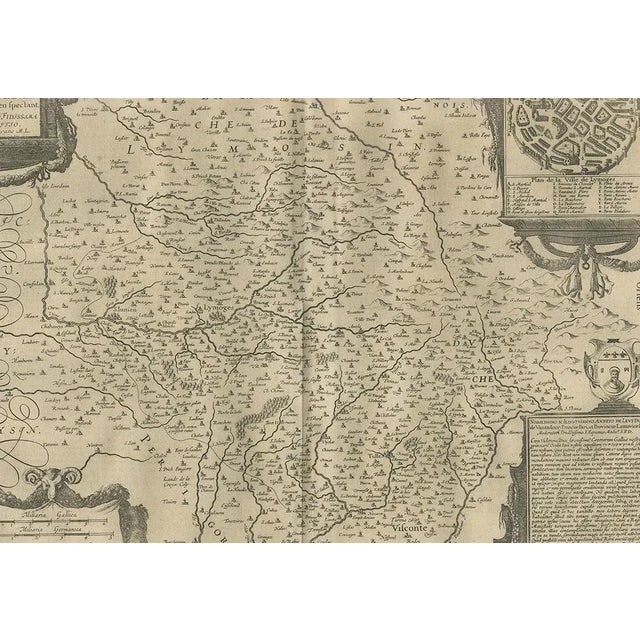 Antique Map of the Region of Limoge by Janssonius, 1657 For Sale - Image 4 of 5