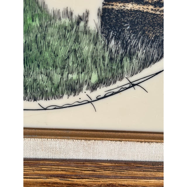 Louis Icart Art Deco Signed Louis Icart Hand Colored Etching on Acrylic Sheet Titled Parasol For Sale - Image 4 of 6