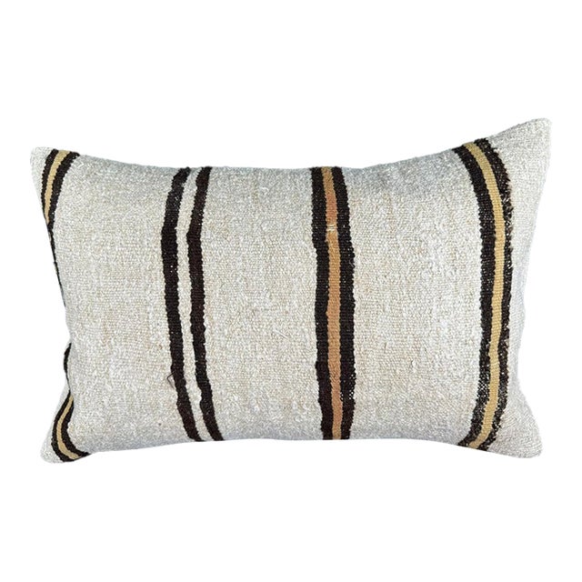Turkish Hemp Pillow Cushion Natural Beige Brown Pillow Cushion Cover 16 "x 24" For Sale