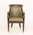 Hancock and Moore Jockey Club Chair, with studded brass nailhead trim, olive green leather upholstery, and atop casters,...