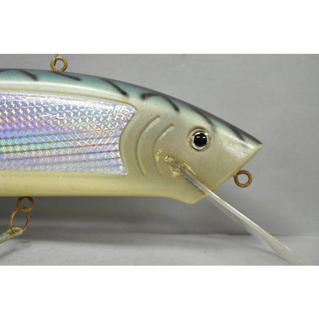 Nautical Vintage Wooden Giant Rapala 28” Fishing Lure Hanging Display W / Rainbow Decal For Sale - Image 3 of 18