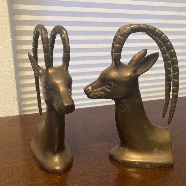 Rosenthal Netter 1960s Rosenthal Netter Brass Gazelle Vintage Bookends- a Pair For Sale - Image 4 of 13