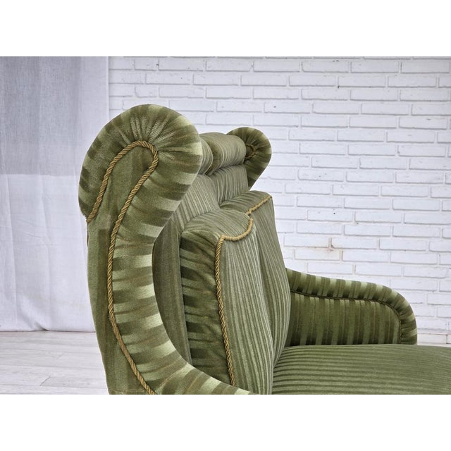 Vintage Danish Two-Seater Sofa in Green Furniture Velour, 1950s For Sale - Image 11 of 18