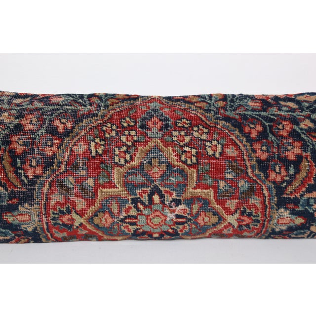 Early 20th Century Authentic Antique Persian Rug Cushion Cover – Hand Knotted Wool on Cotton -14'' X 47'' For Sale - Image 5 of 11