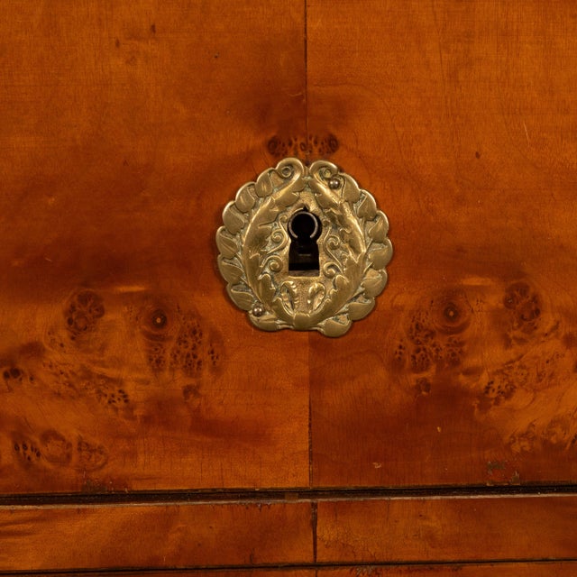 Antique 19th Century French Empire Burl Walnut Marble Ormolu Chest Drawers Commode 1810 For Sale - Image 14 of 14