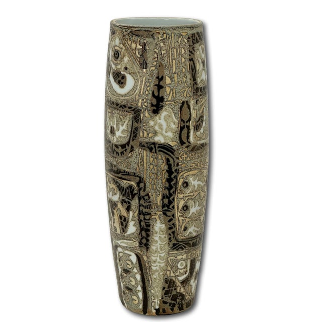 Ceramic Vintage Mid Century Royal Copenhagen Denmark Nils Thorsson Baca Design Ceramic Vase - 11 1/2 Inches Tall For Sale - Image 7 of 12