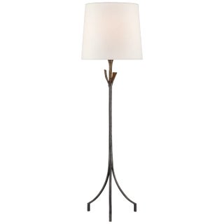 AERIN for Visual Comfort Signature Fliana Floor Lamp in Aged Iron with Linen Shade For Sale