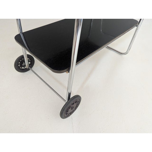 Wood Bauhaus Tubular Steel Serving Cart by Robert Slezák, 1930s For Sale - Image 7 of 17