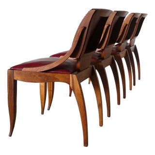 Art Deco Walnut Chairs, 1930, Set of 4 For Sale