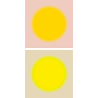 Sun Art Prints - Contemporary Diptych Set of 2 Solar Sun Yellow & Pink by Angela Cameron For Sale
