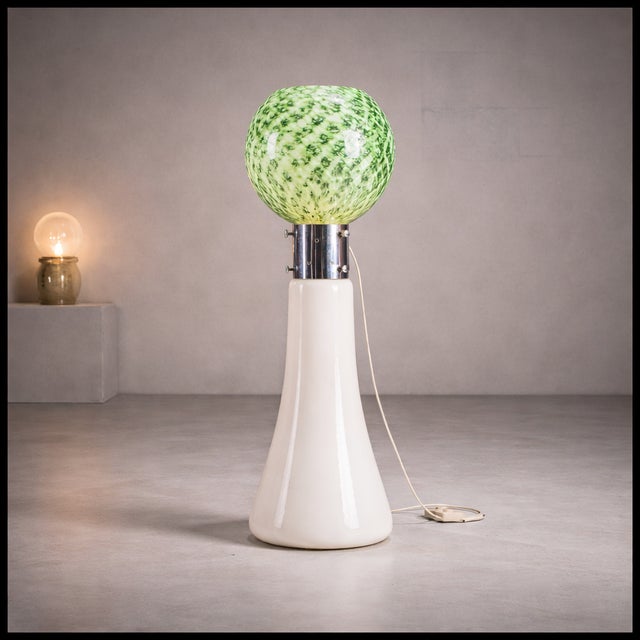 Murano Floor Lamp in Green Glitter Glass attributed to Mazzega, 1960s For Sale - Image 9 of 10
