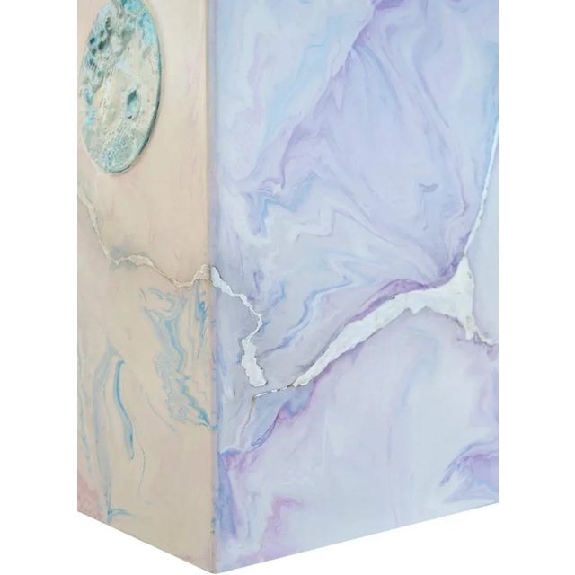 Contemporary Scagliola Side Table in Pink & Light Blue from Cupioli Luxury Living For Sale - Image 3 of 7