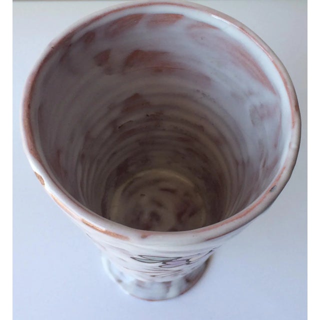 Late 20th Century Midcentury Floral Designed Ceramic Vase Signed Miclay For Sale - Image 5 of 7