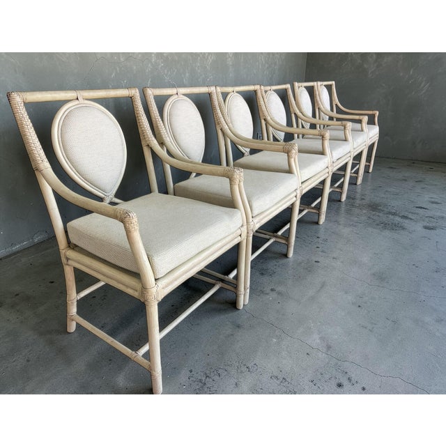 Ficks Reed Ficks Reed Rattan Dining Chairs With Teardrop Backs | Set of 6, Palm Beach Regency For Sale - Image 4 of 11
