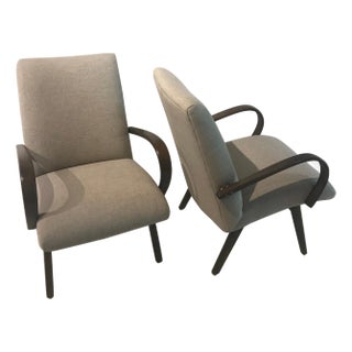 Pair of Early 20th Century Danish Lounge Chairs Reimagined in Belgian Linen For Sale