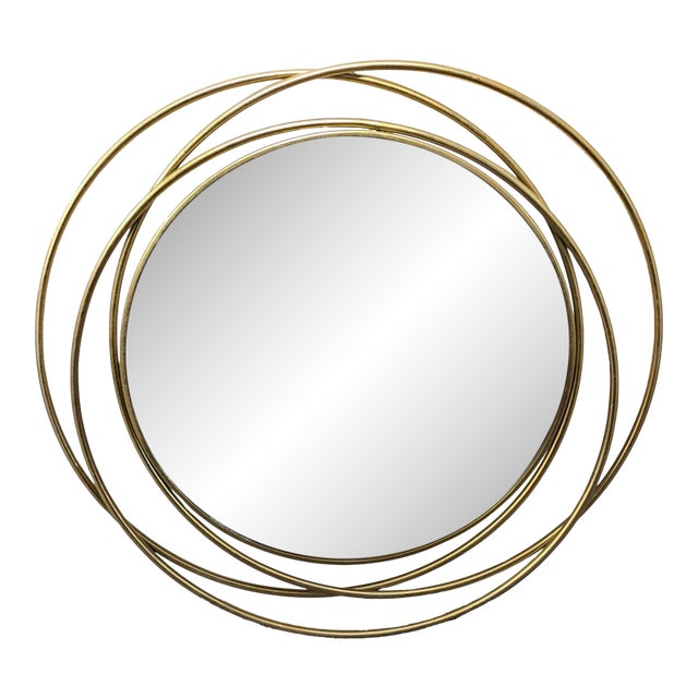 Uma Gold Metal Room Wall Mirror With Overlapping Circles For Sale