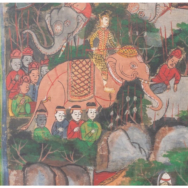 1900 - 1909 Southeast Asian Battle Scene Painting, Ca. 1900 For Sale - Image 5 of 8