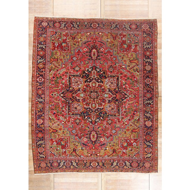 Late 19th Century Persian Heriz Rug, 10'06 X 13'02 For Sale - Image 10 of 10
