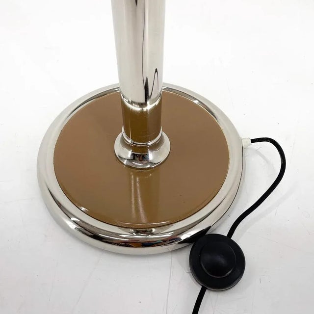 Chrome & Wood Floor Lamp, Czechoslovakia, 1950s For Sale - Image 6 of 13