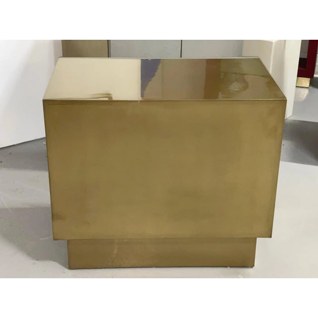 Bridges Over Time Brass & Leather Nightstands - A Pair For Sale - Image 11 of 13