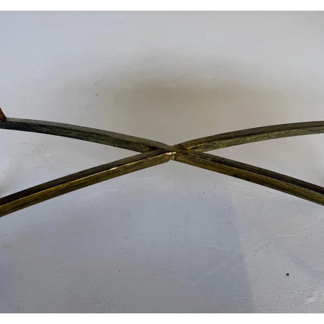 Pair of Spanish Mid-Century Modern Style Gilt Iron Benches With X-Stretchers For Sale - Image 14 of 18