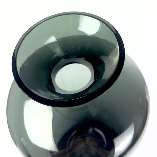 Gray Impeccable Monumental Timeless Modern Classic Green-Gray Translucent Glass Vase For Sale - Image 8 of 9