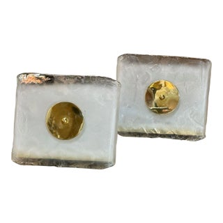 Pairs of Modern Murano Glass and Brass Sconces by Seguso For Sale