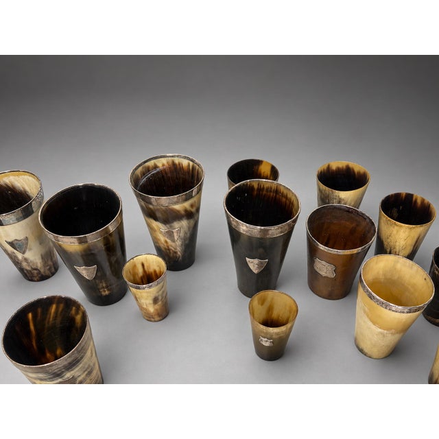 Collection of 24 Antique British Horn Beakers, Including Silver-Mounted For Sale - Image 9 of 10