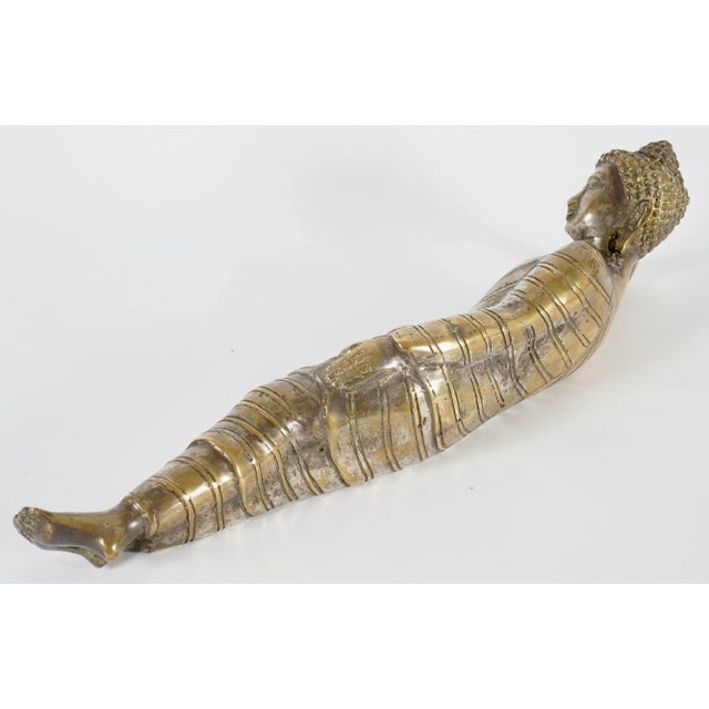 Metal Vintage Mahaparinirvana Buddha Brass Sculpture For Sale - Image 7 of 10