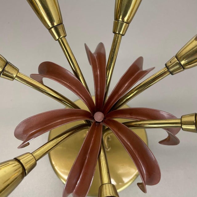 Italian Brass Theatre Ceiling Light in the style of Stilnovo, Italy, 1950s For Sale - Image 12 of 17
