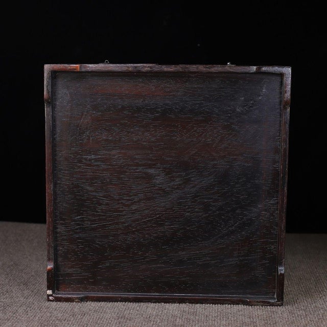 Vintage Rosewood Square Tray With Drawers & Mother-of-Pearl Deer & Crane Inlay For Sale - Image 9 of 10