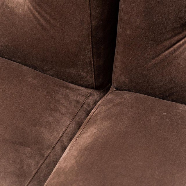 4-Seater Modular Sofa in Brown Velvet, 1970s, Set of 4 For Sale - Image 12 of 13