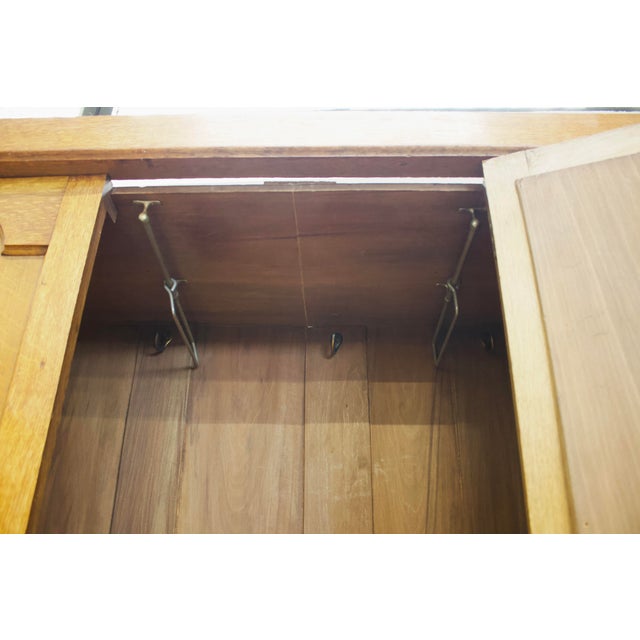 Wood Antique Arts and Crafts Oak Wardrobe, 1900s For Sale - Image 7 of 10