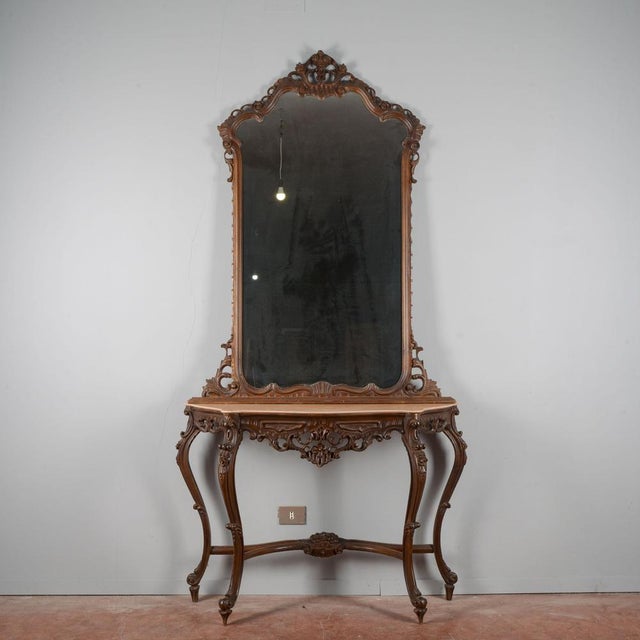 Console with Carved Mirror, 1950s For Sale - Image 9 of 9