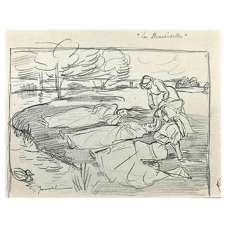 Pierre Georges Jeanniot, Les Demoiselles, Drawing, Late 19th Century For Sale