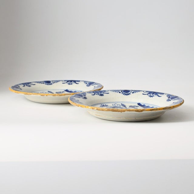 18th Century Antique Dutch Delft Blue Plates, 1700s, Set of 2 For Sale - Image 5 of 13