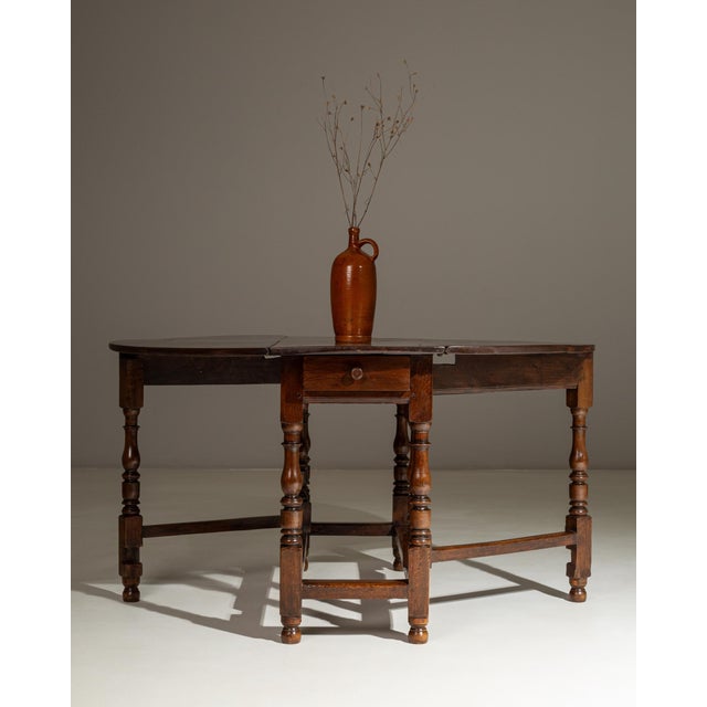 19th Century French Wooden Drop Leaf Table in Original Patina For Sale - Image 4 of 18