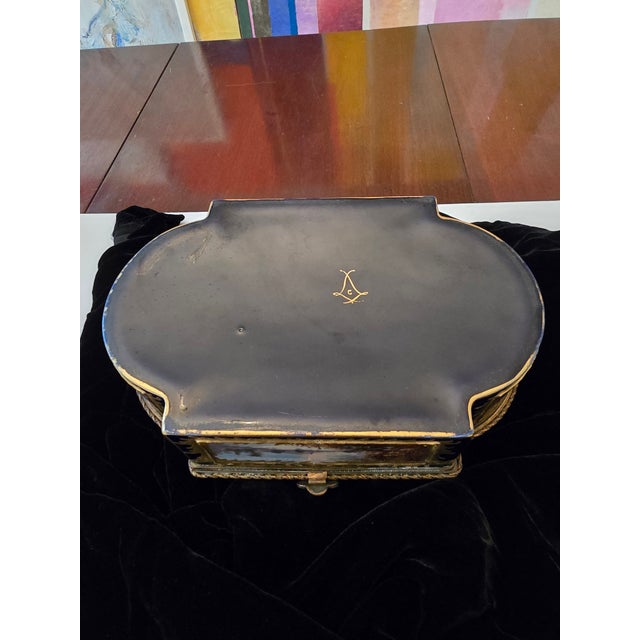 Blue Antique Sevres Museum 24k Gold Porcelain Jewel Box For Sale - Image 8 of 12