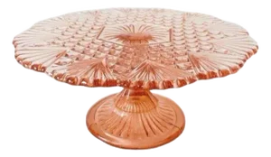 Art Deco Pink Cake Plateau from Luxval Val St. Lambert, 1930s
