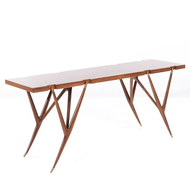 Ico Parisi for Singer and Sons Mid Century Walnut and Brass Console Table For Sale In Chicago - Image 6 of 9
