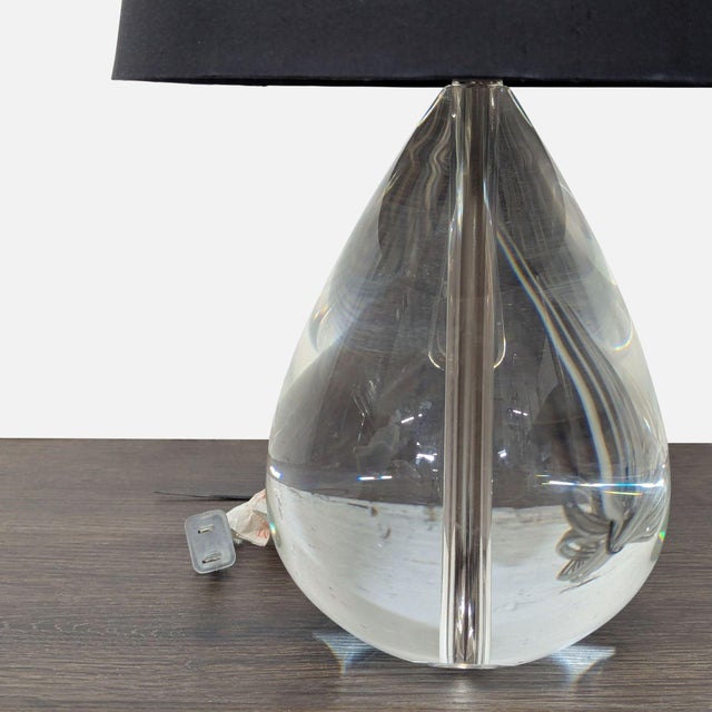 2010s Jonathan Adler Claridge Lead Crystal Table Lamp With Black Shade For Sale - Image 5 of 8