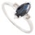 Vintage 14k Gold Deep Blue Sapphire & Diamond Navette Ring Size 8 For Sale