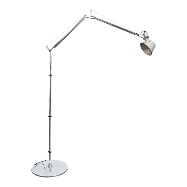 Artemide Tolomeo Adjustable Silver Floor Lamp – Modern Task Lighting For Sale