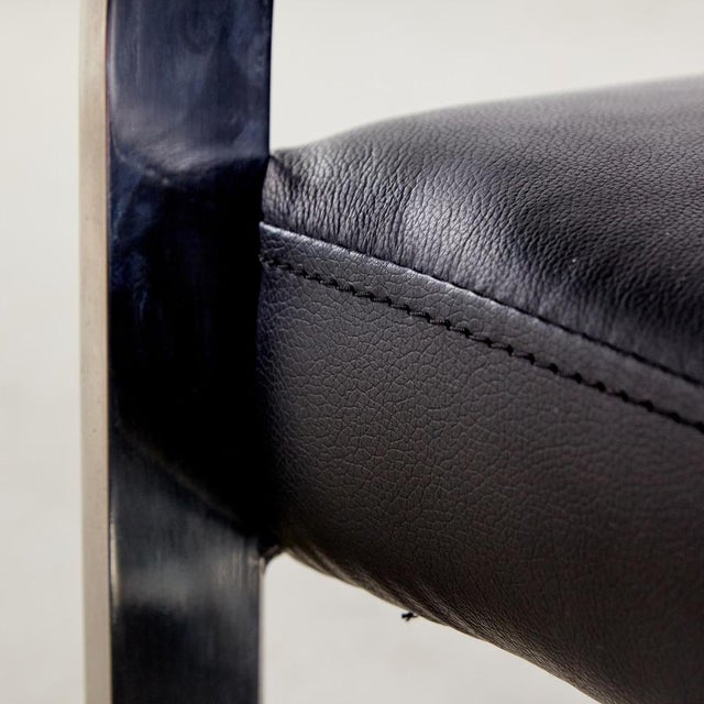 Steel Armchair with Leather Upholstery For Sale - Image 13 of 15