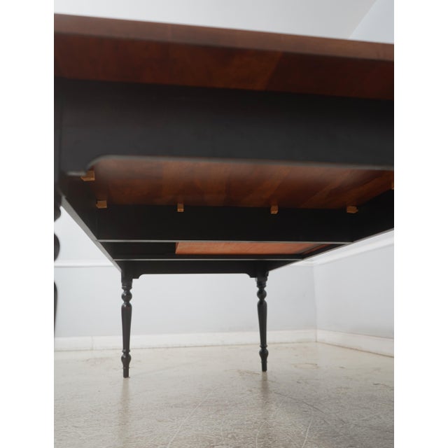 1990s Country 1 Drawer Cherry Dining Room Table W. Black Legs For Sale - Image 15 of 17