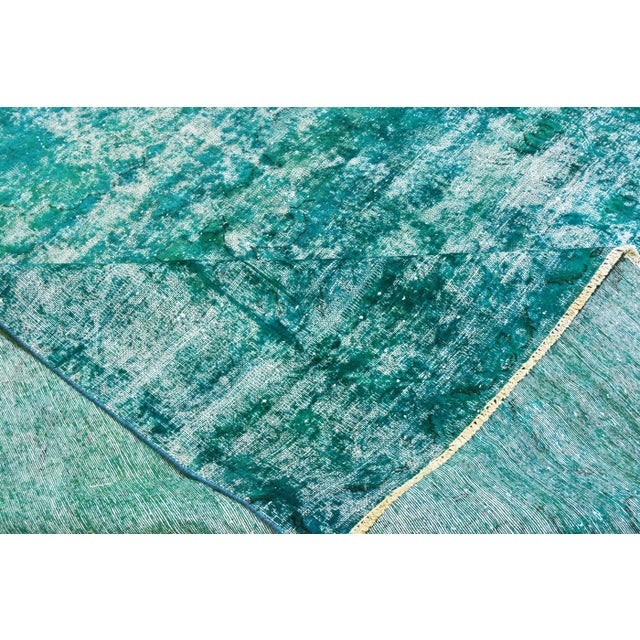 Vintage Fine Hand Knotted Organic Wool Overdyed Rug,9'X12'2" For Sale In New York - Image 6 of 7