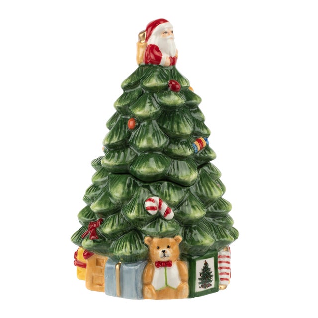 Green Spode Christmas Tree Figural Sugar and Creamer Set For Sale - Image 8 of 9