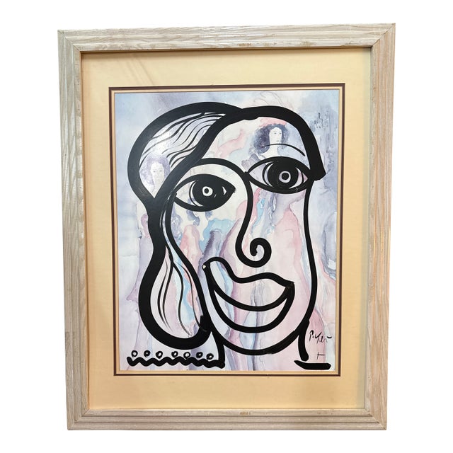 1970s Original Peter Keil Abstract Portraiture Painting For Sale