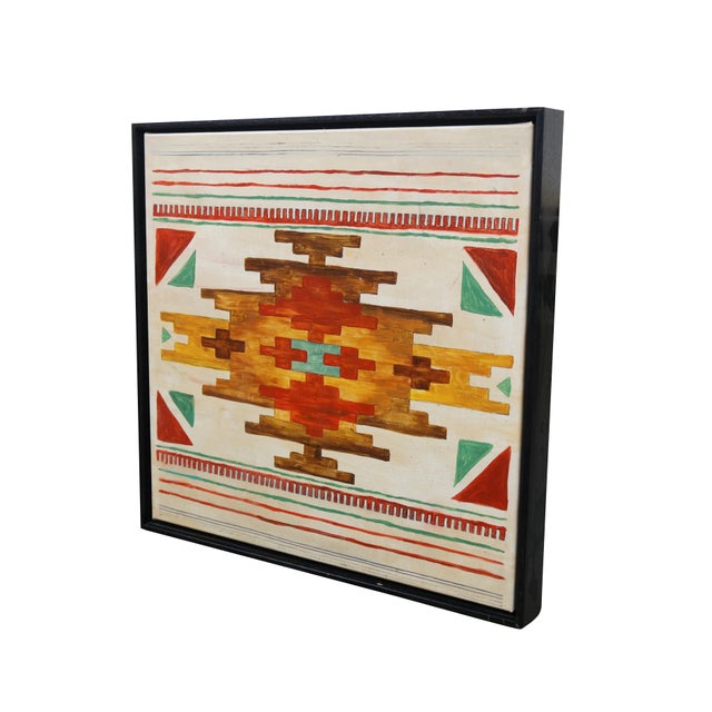 Folk Art Vintage 20th Century Southwestern Folk Art Oil on Canvas Painting 21" For Sale - Image 3 of 11