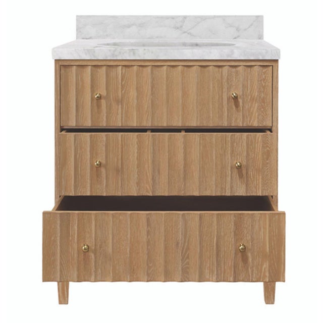Modern Odin Ceruse Oak Vanity With Marble Top For Sale - Image 3 of 6
